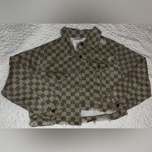 Mustard Seed Brown Checkered Jean Jacket